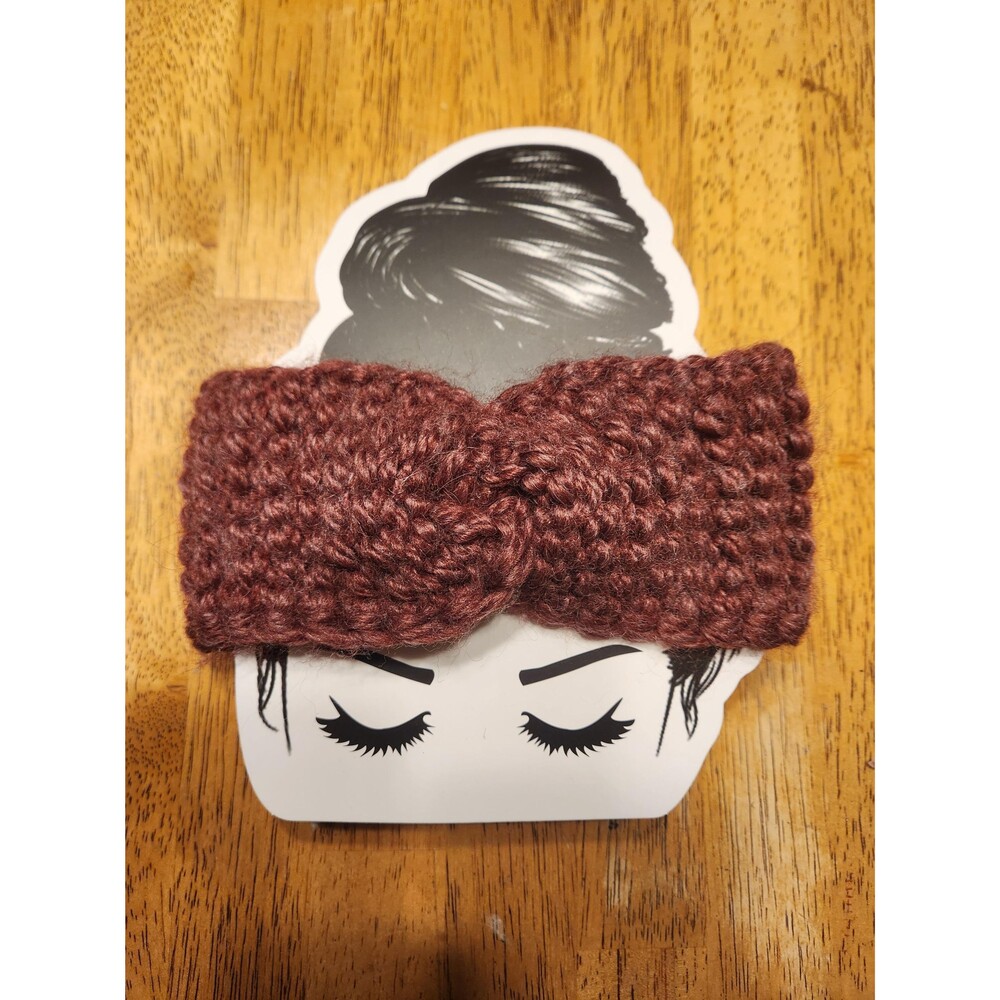 Handmade Tunisian Crochet Ear Warmer – Port Wine Winter Headband
